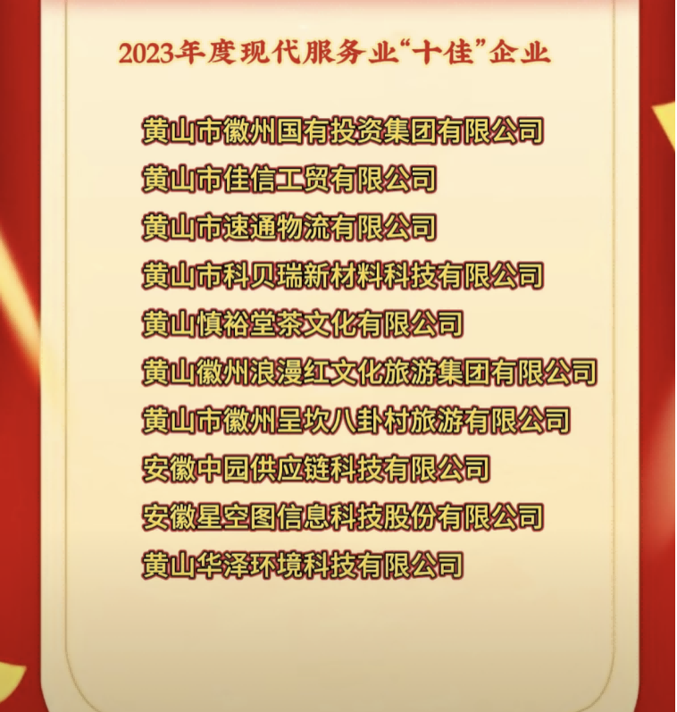喜报！国投集团荣获徽州区2023年度现代服务业“十佳”企业荣誉称号